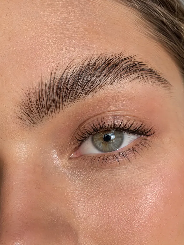 Close-up of a full, natural eyebrow